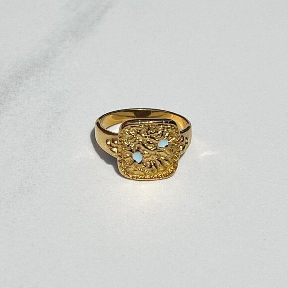 New! “Cleo” Textured Gold Ring - Picture 2 of 4